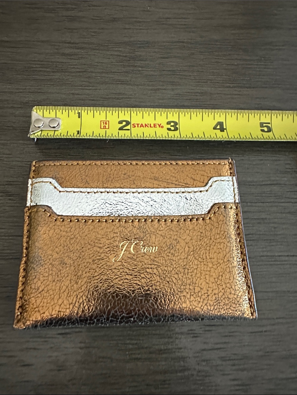 J. Crew Metallic Bronze Card & Key Sleeve with Silver Stripe